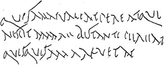 Transcription of a handwritten graffito found in the tablinum of the House of Caecilius Iucundus at Pompeii.