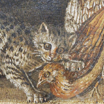 Roman mosaic depicting a cat attacking a bird