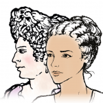 Line drawings of Metella and Lucia