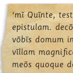 Black writing on a pale brown parchment. It shows a corner of Barbillus' letter to Quintus.