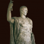 A marble statue of a man, Marcus Holconius Rufus, in military dress